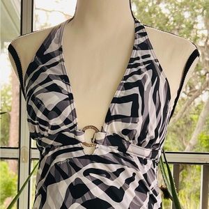 Calvin Klein Halter style black and white tankini